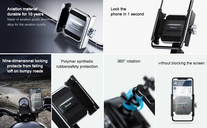 10 Holder HP Motor Terbaik, Dijamin Aman Baseus Knight Motorcycle Bicycle Phone Holder