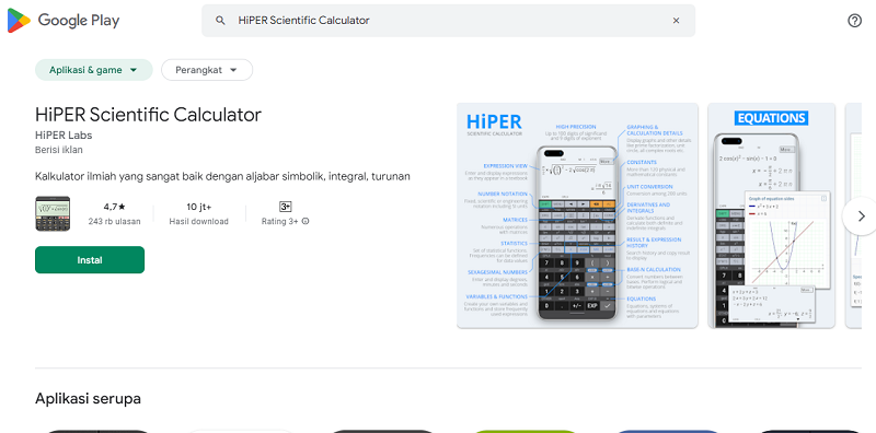 7 Aplikasi Kalkulator Terbaik 2024, Punya Fitur Lengkap HiPER Scientific Calculator
