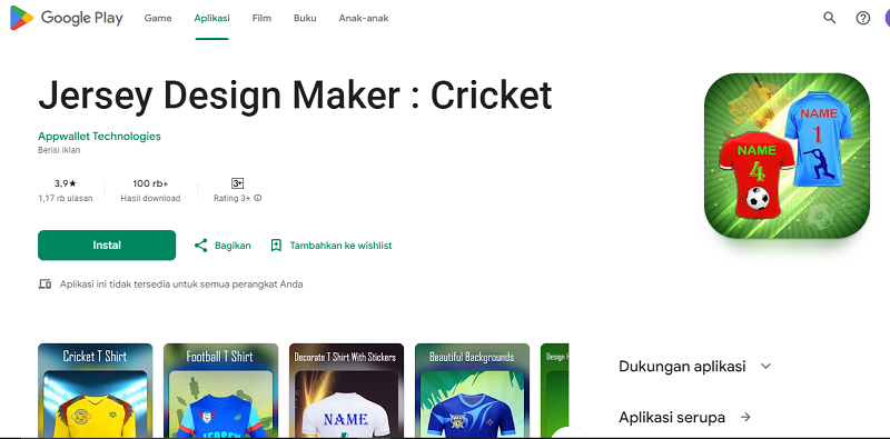 7 Aplikasi Desain Baju di Android Terbaik 2024, Fitur Banyak! Jersey Design Maker : Cricket