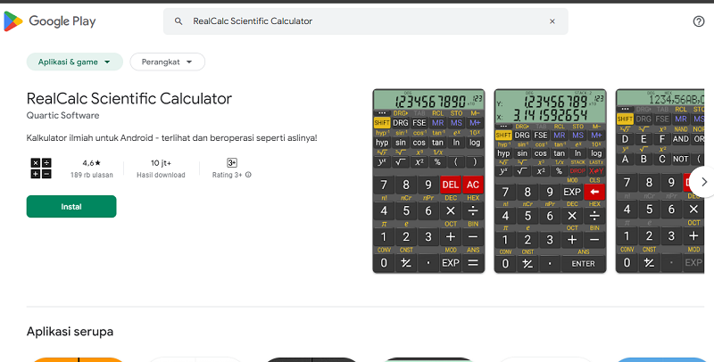 7 Aplikasi Kalkulator Terbaik 2024, Punya Fitur Lengkap RealCalc Scientific Calculator