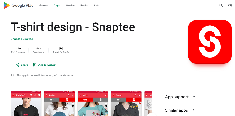 7 Aplikasi Desain Baju di Android Terbaik 2024, Fitur Banyak! T-Shirt Design – Snaptee