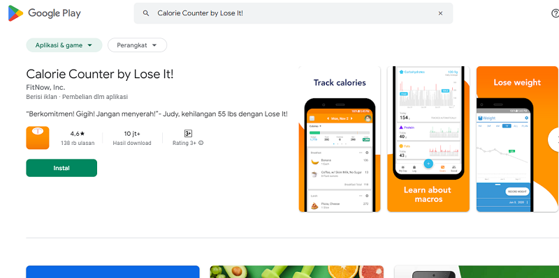 5 Aplikasi Penghitung Kalori Terbaik 2024, Cocok untuk Diet! Calorie Counter by Lose It!