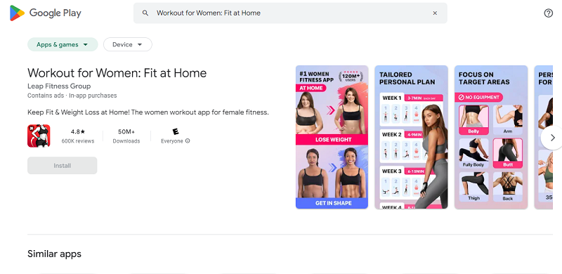 7 Aplikasi Olahraga Terbaik 2024, Buat Tubuh Bugar Workout for Women: Fit at Home